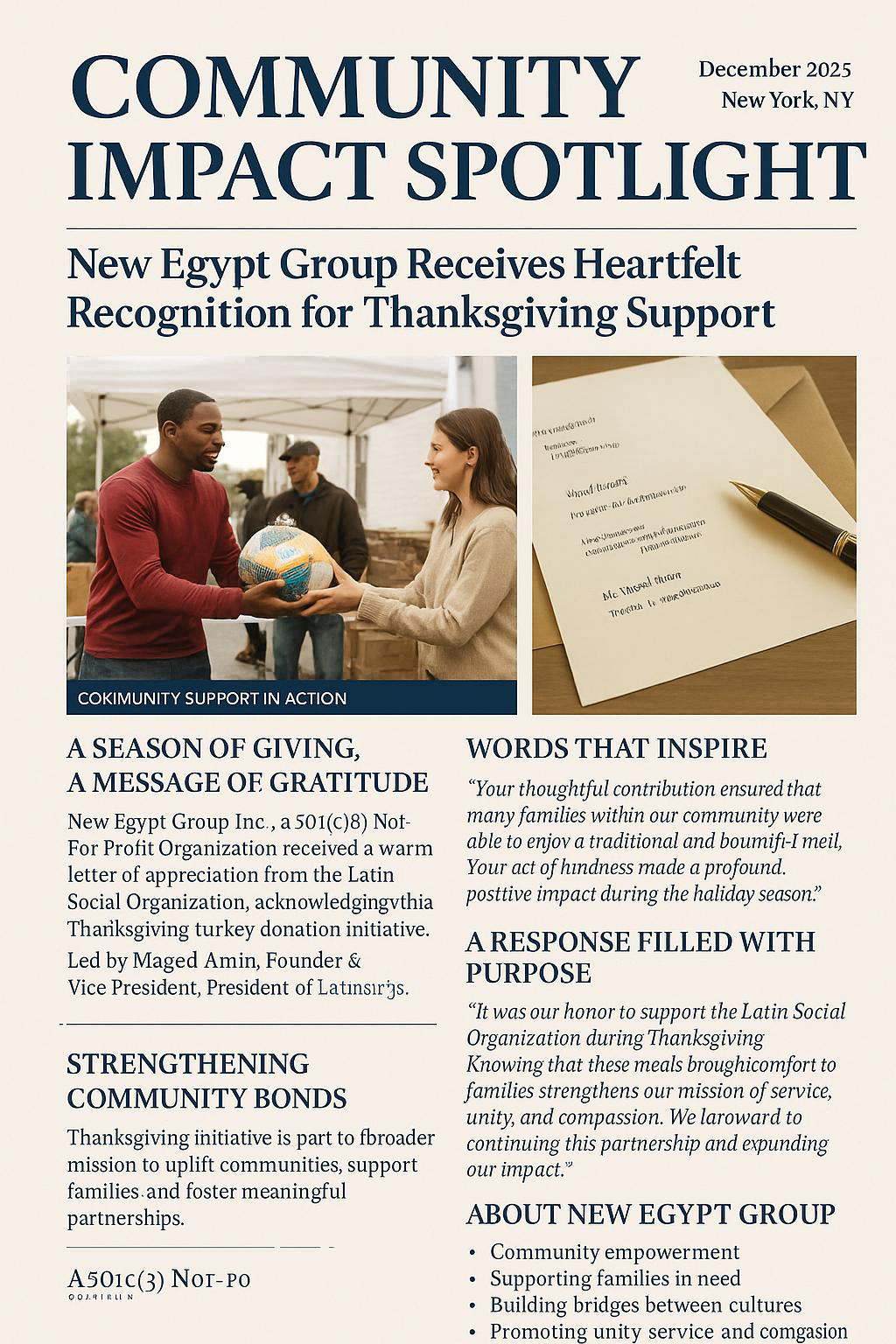 Latin Social Organization Thanks New Egypt Group for Thanksgiving Turkey Donations - gallery image 1